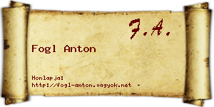 Fogl Anton névjegykártya